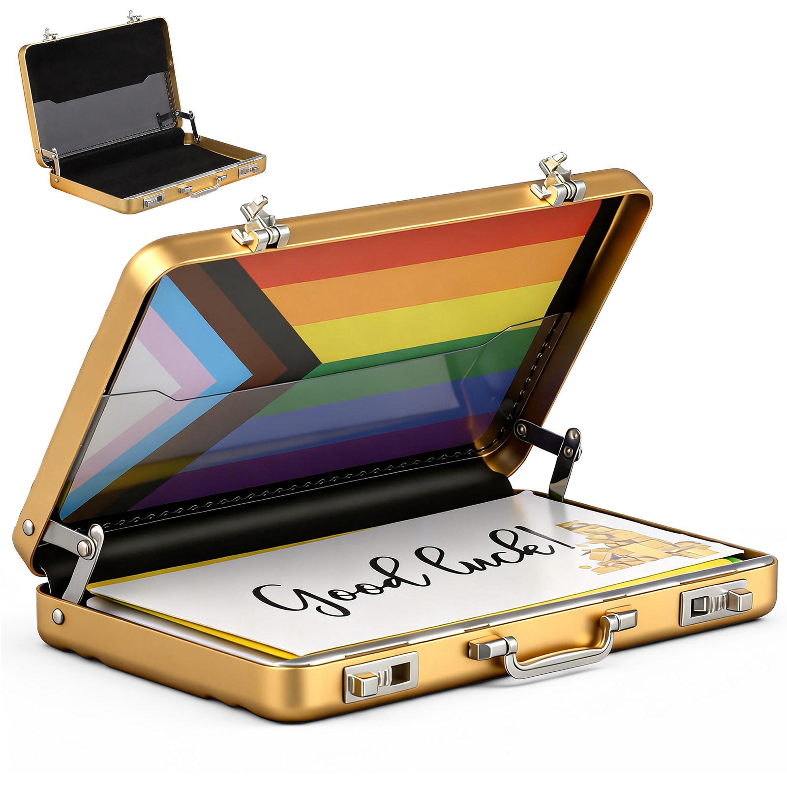 Card Index Box - Visitenkartenbox aus Aluminium, elegantes Metalldesign, Schnappverschluss,
