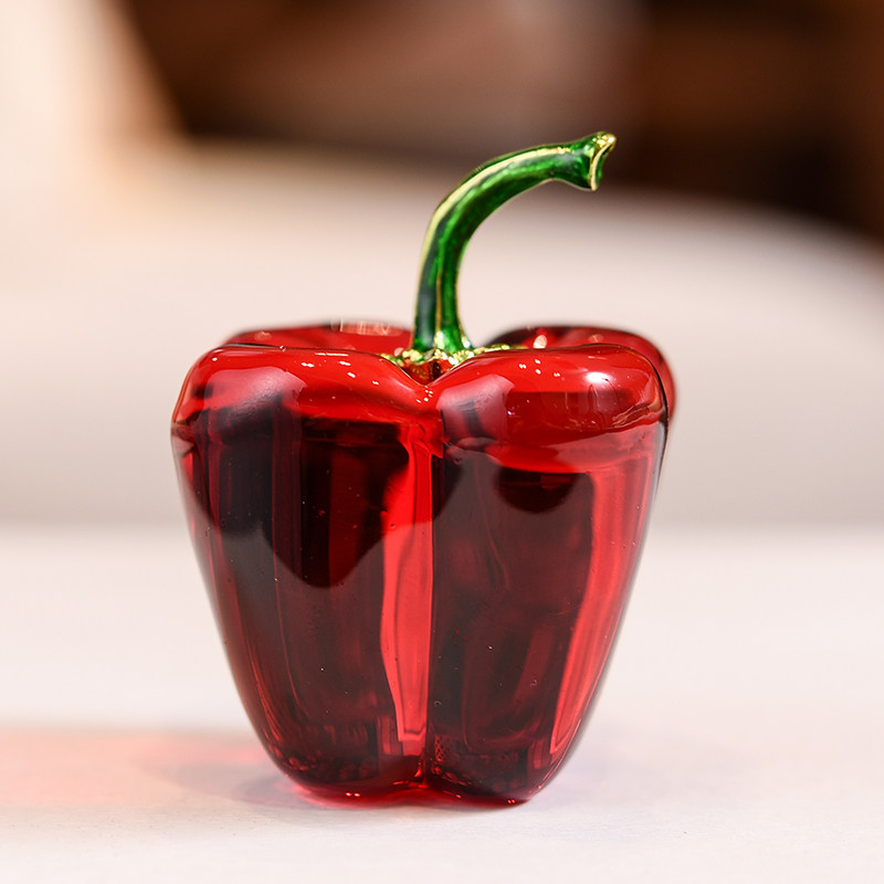 Paper Weight Crystal - Chinesische Kalligrafie-Briefbeschwerer aus Kristall: Kreatives Chili-Pfeffer-Ornament