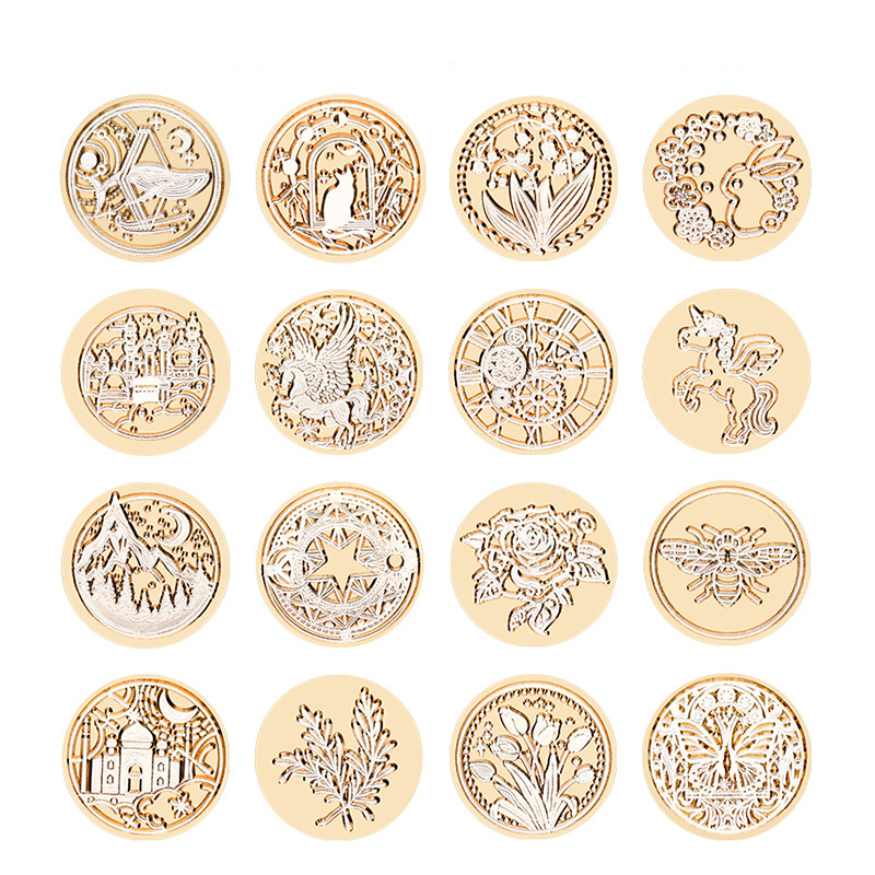 Wax Seal Stamp Set - Sternenhimmel Lotus Rosen Muster Wachssiegel Retro
