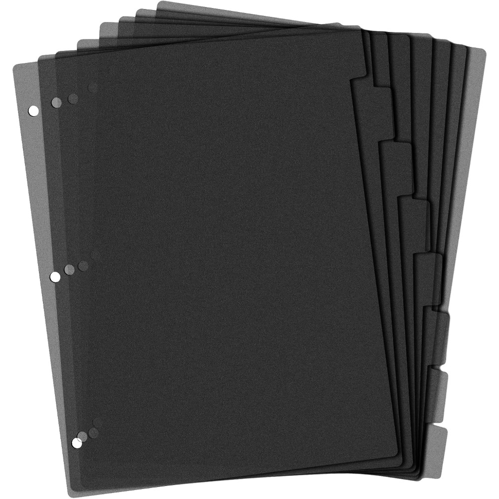 Tab Divider A4 - 8 schwarze Kunststoff-Trennblätter für Ordner, A4,