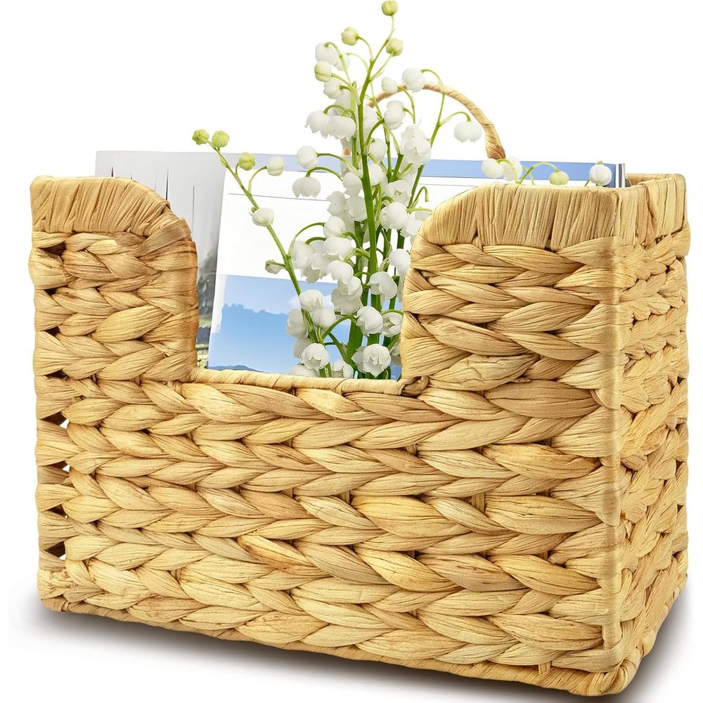 Magazine Holder Rack - Hängender Zeitschriftenhalter, Wasserhyazinthen-Briefkorb Wandmontierte Ablage mit