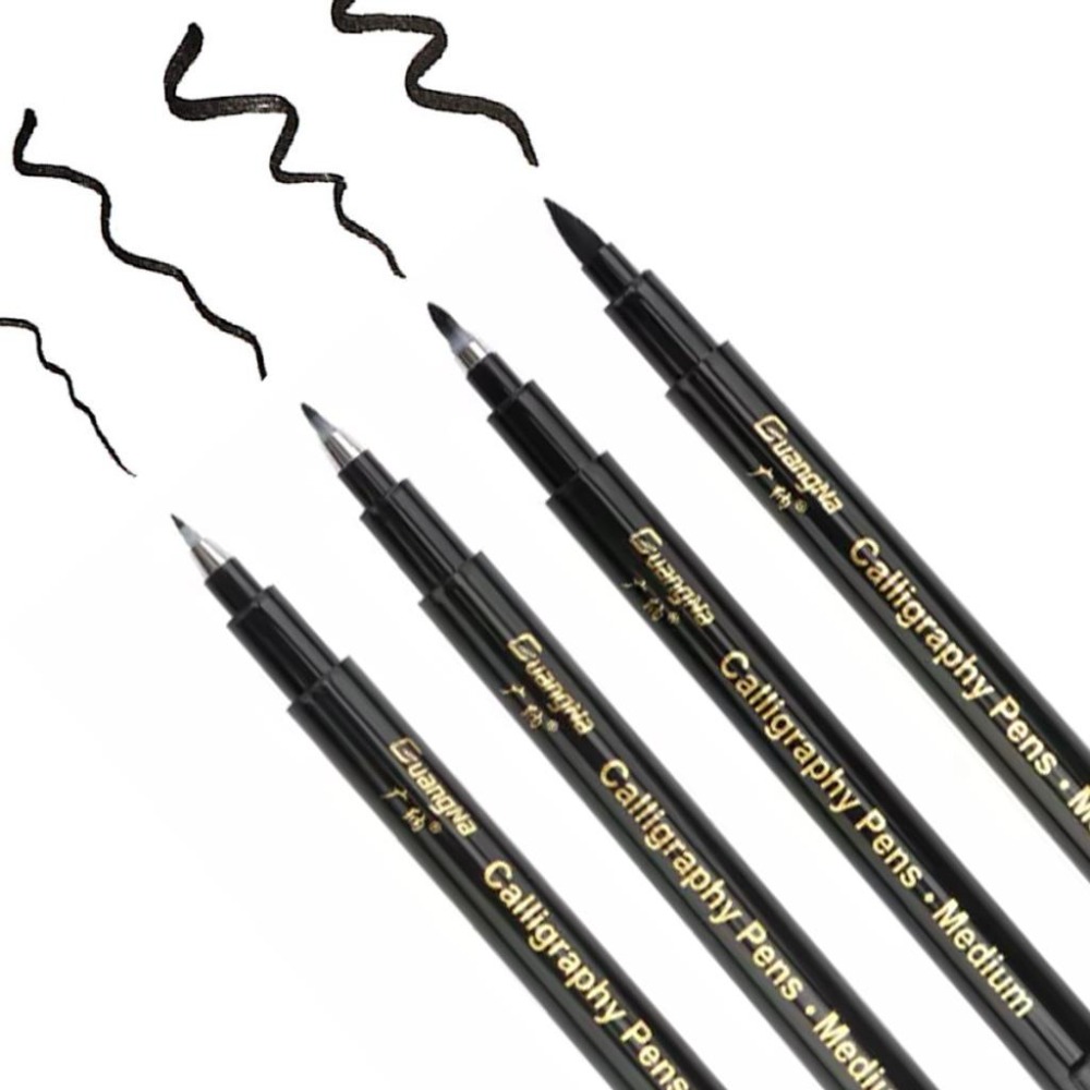 Correction Pen Fine - Kalligraphie-Stift, feine Liner-Spitze, mittlerer Pinsel, schwarze