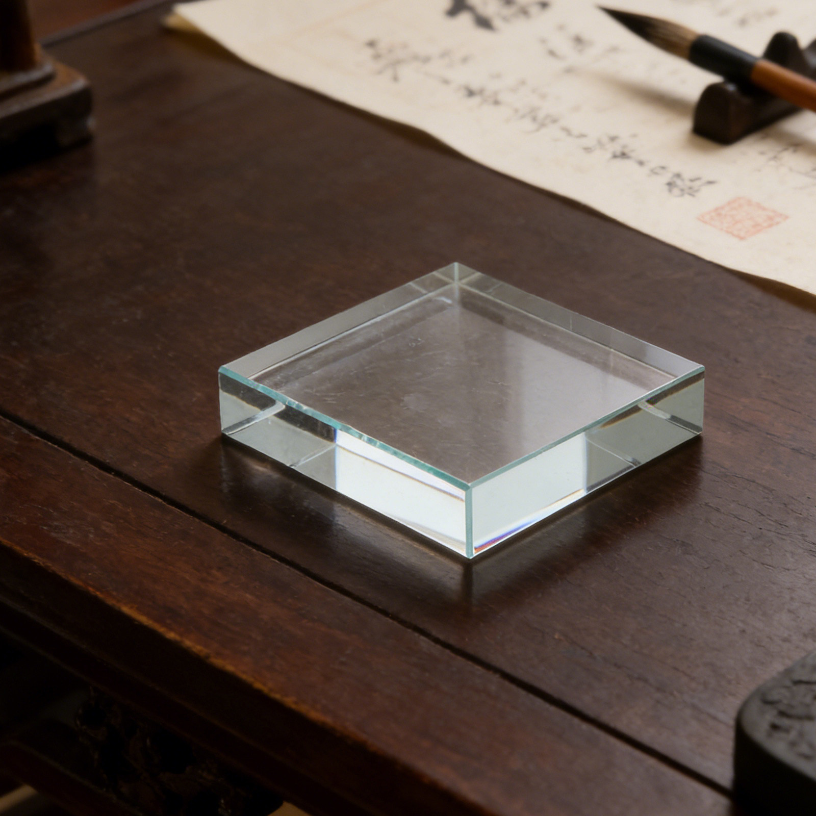Paper Weight Crystal - Transparenter quadratischer Briefbeschwerer, kristallklare Dekoration, Schreibtisch-Papierhalter,