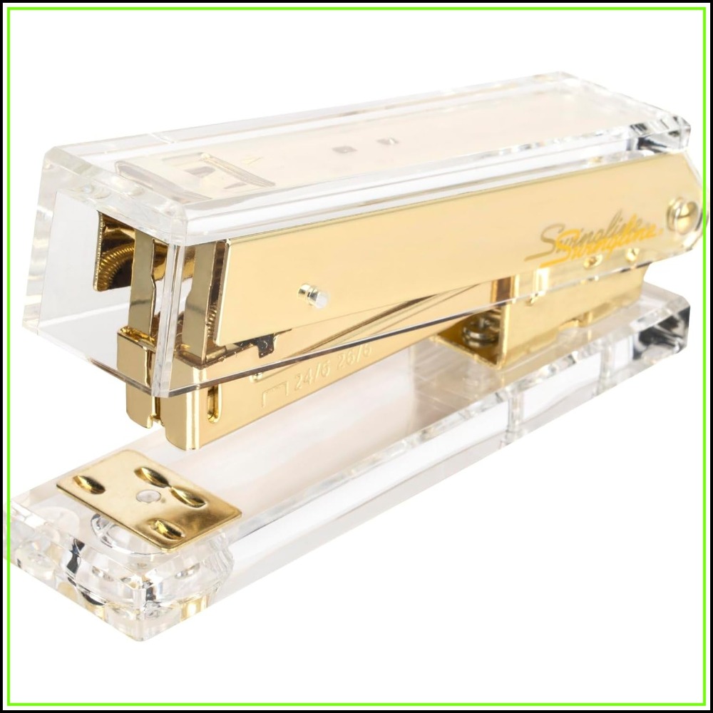 Stapler Half Strip - Kompakter Transparenter Acryl-Goldklammerer, 20 Blatt Kapazität,