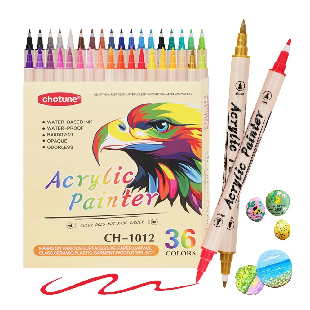Correction Pen Fine - 12–36 Farben Acrylfarben-Marker, Pinsel mit zwei