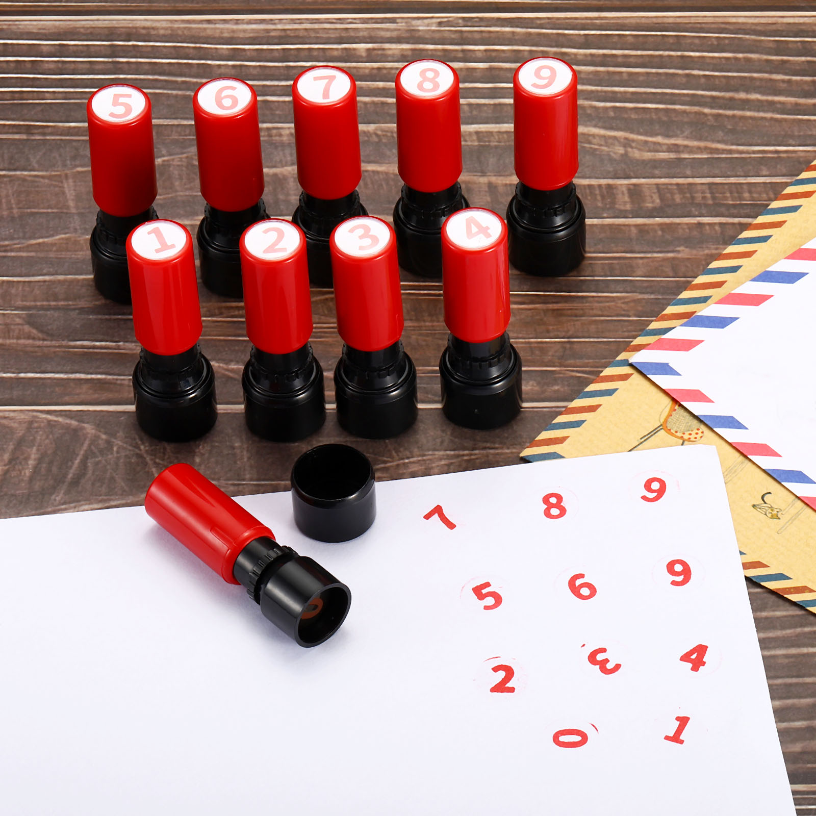 Rubber Date Stamp - Zahlenstempel, selbstfärbend, Ziffern 0–9, 7 mm,